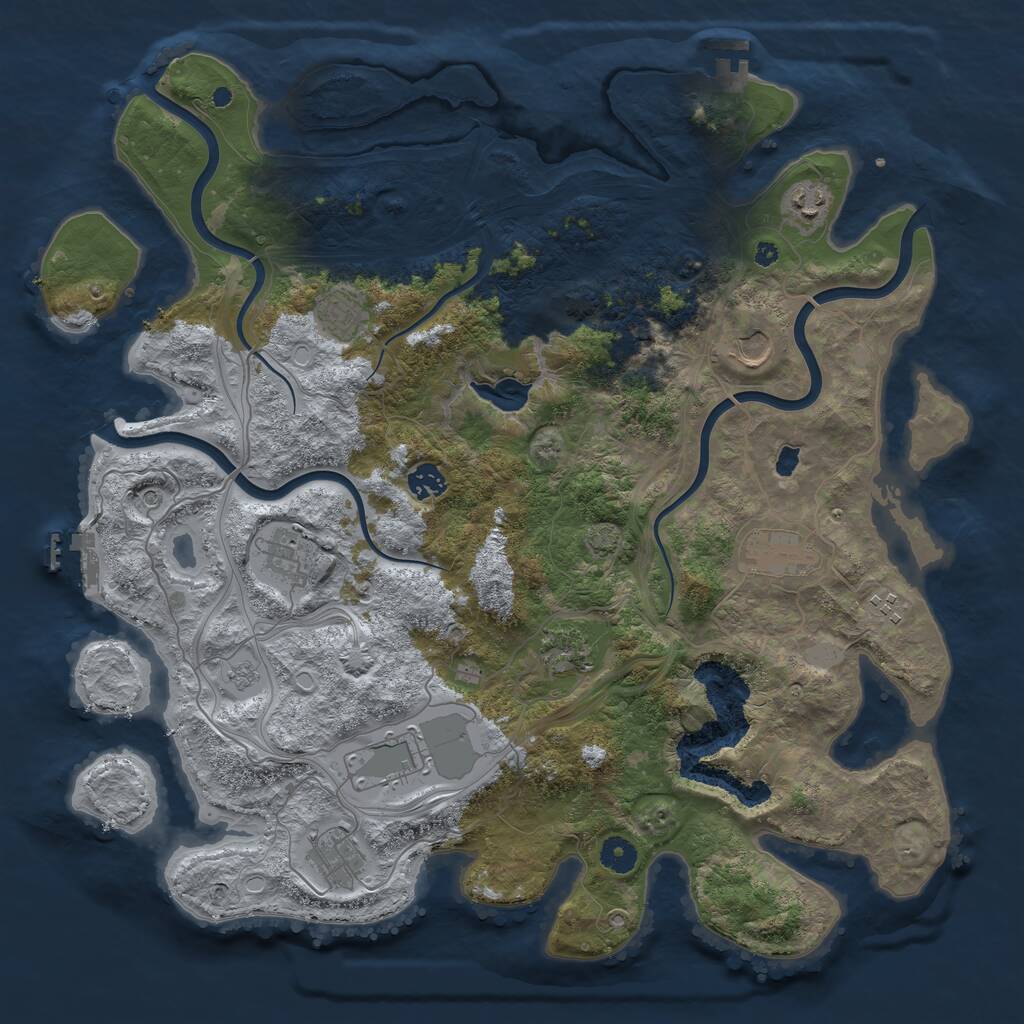 Rust Map: Procedural Map, Size: 4250, Seed: 9311, 16 Monuments