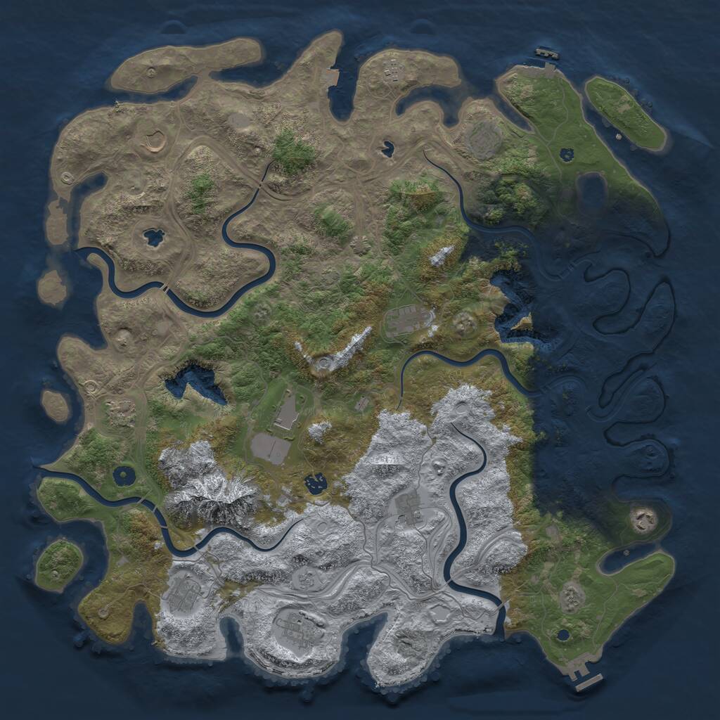 Rust Map: Procedural Map, Size: 5000, Seed: 1685275398, 17 Monuments