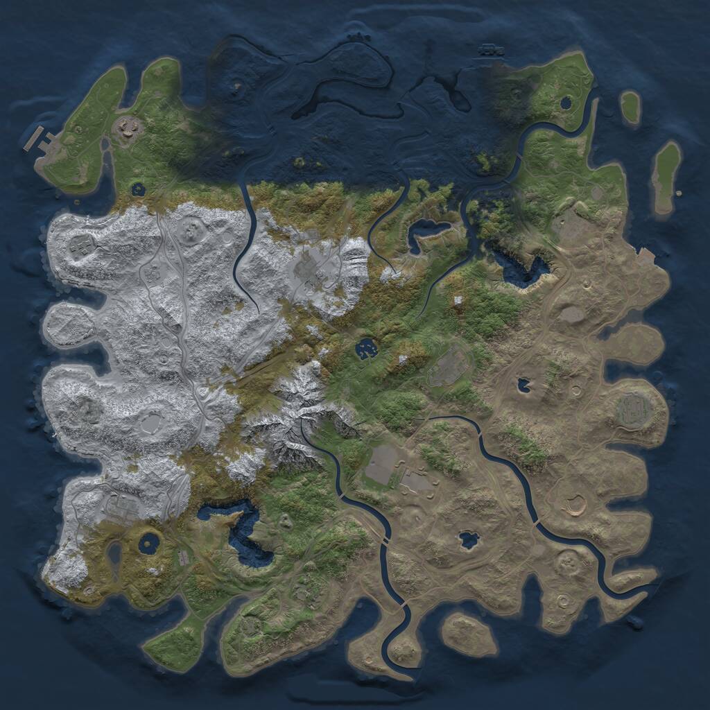 Rust Map: Procedural Map, Size: 5000, Seed: 12342412, 17 Monuments