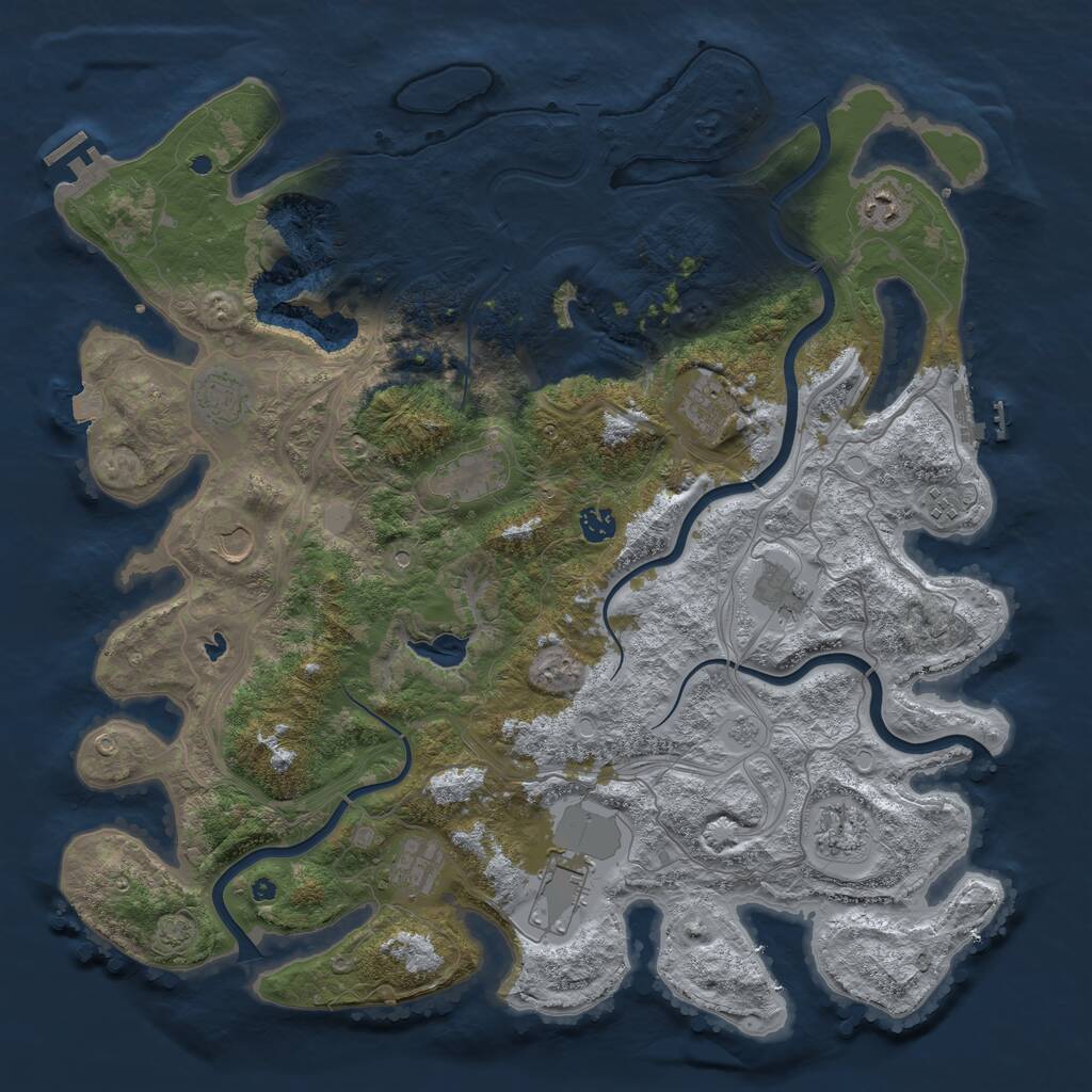 Rust Map: Procedural Map, Size: 4500, Seed: 943582728, 17 Monuments