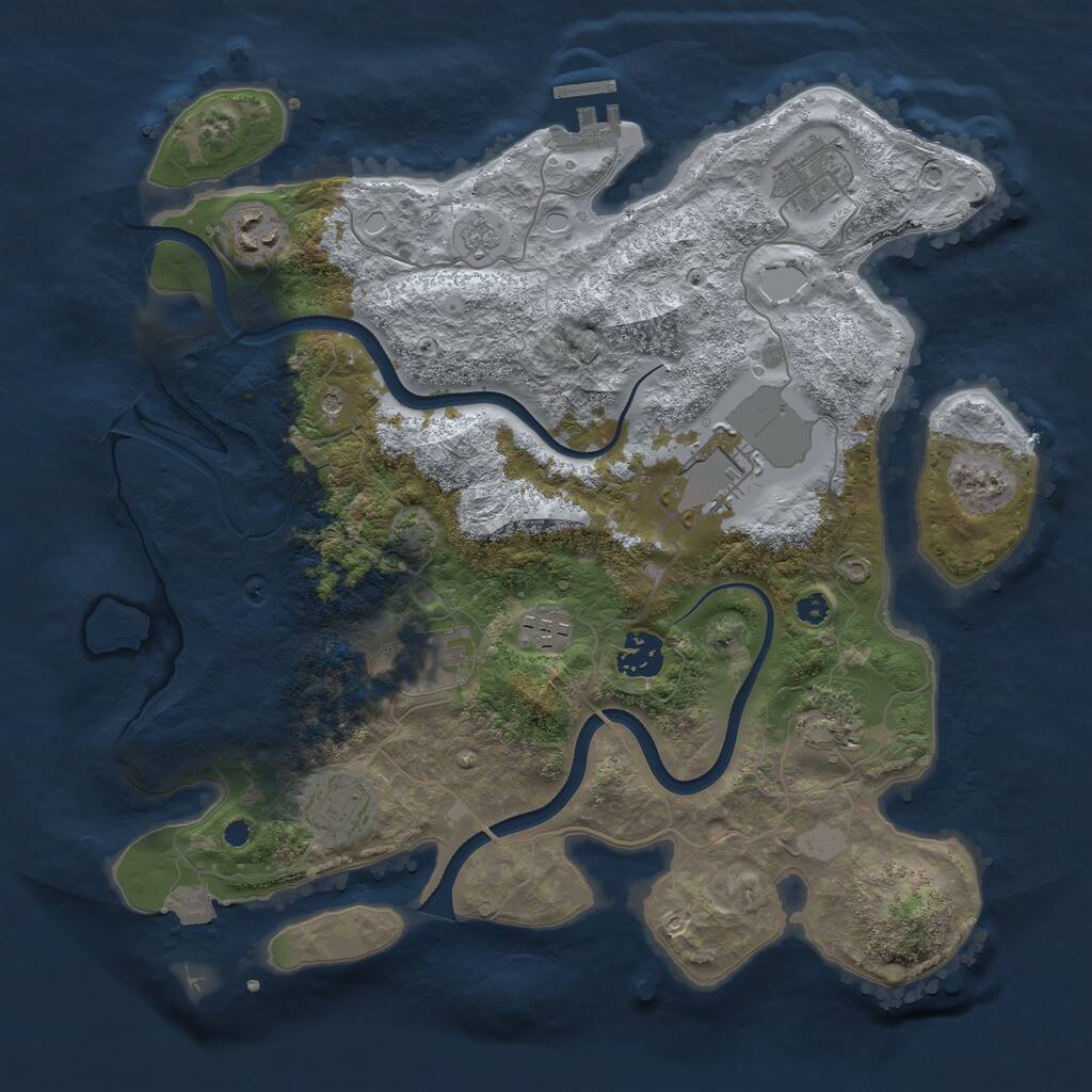 Rust Map: Procedural Map, Size: 3500, Seed: 1794861922, 13 Monuments