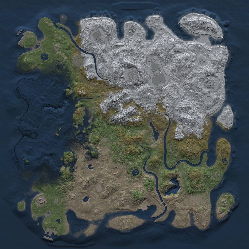 Rust Map: Procedural Map, Size: 5000, Seed: 1961538619, 17 Monuments