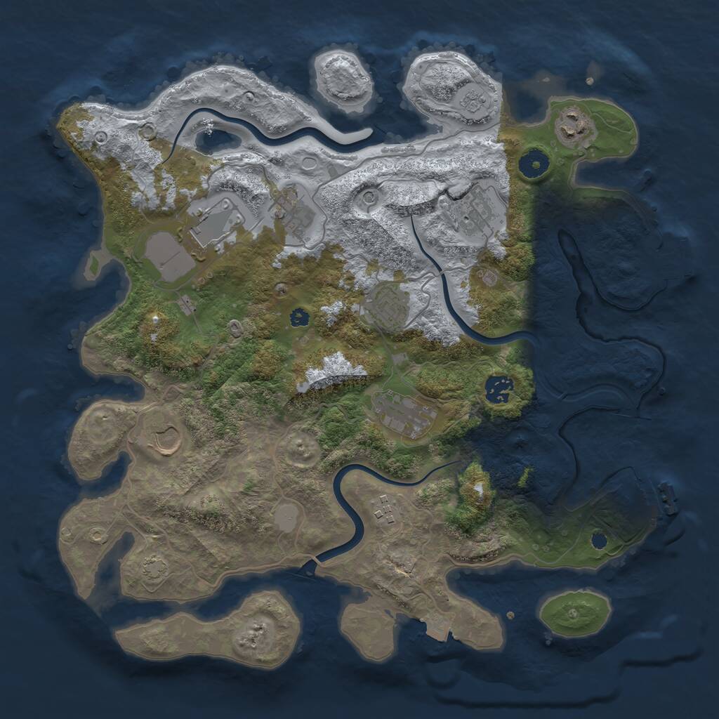 Rust Map: Procedural Map, Size: 3750, Seed: 2039065637, 15 Monuments
