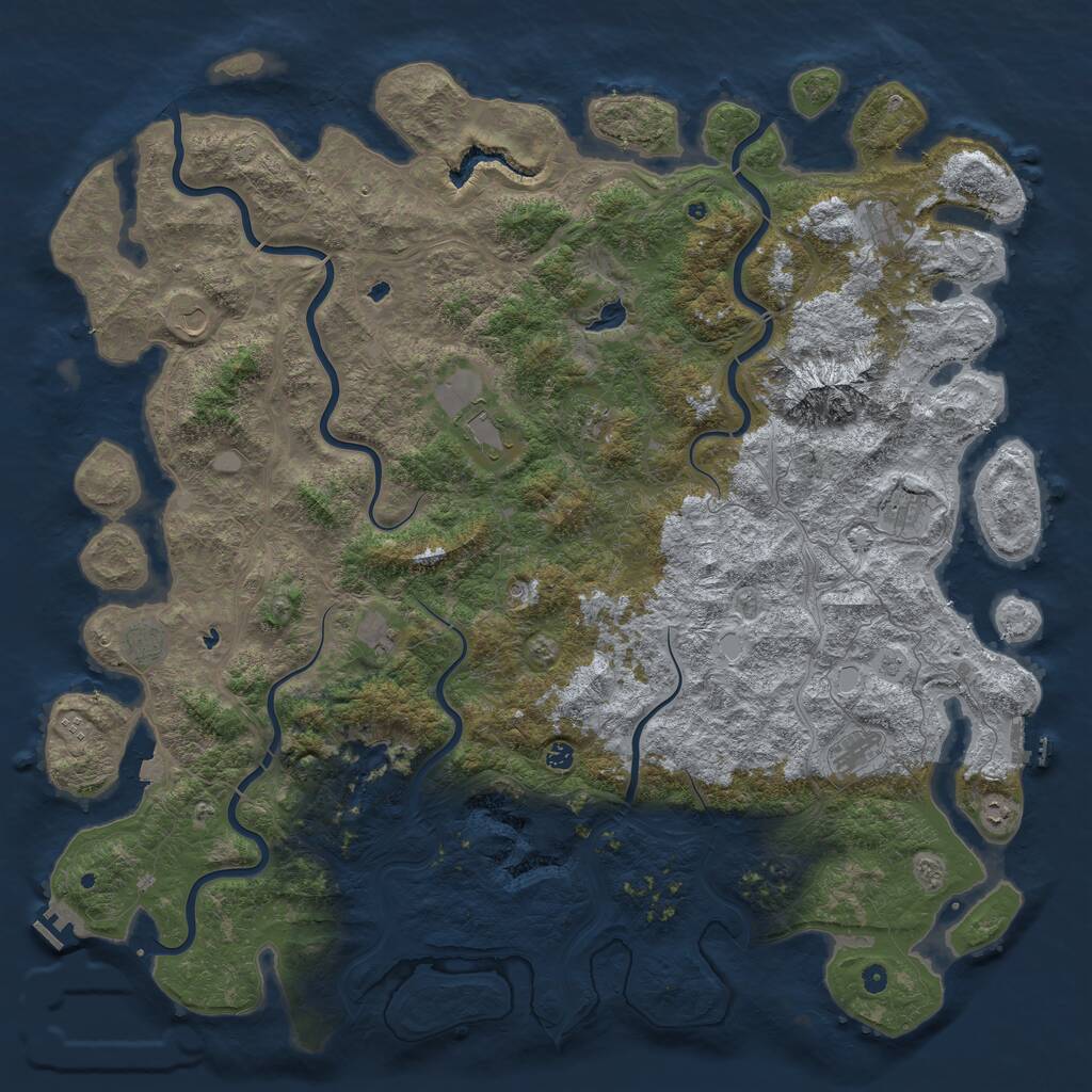 Rust Map: Procedural Map, Size: 6000, Seed: 30051092, 17 Monuments