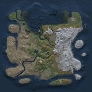 Thumbnail Rust Map: Procedural Map, Size: 3500, Seed: 185624351, 13 Monuments