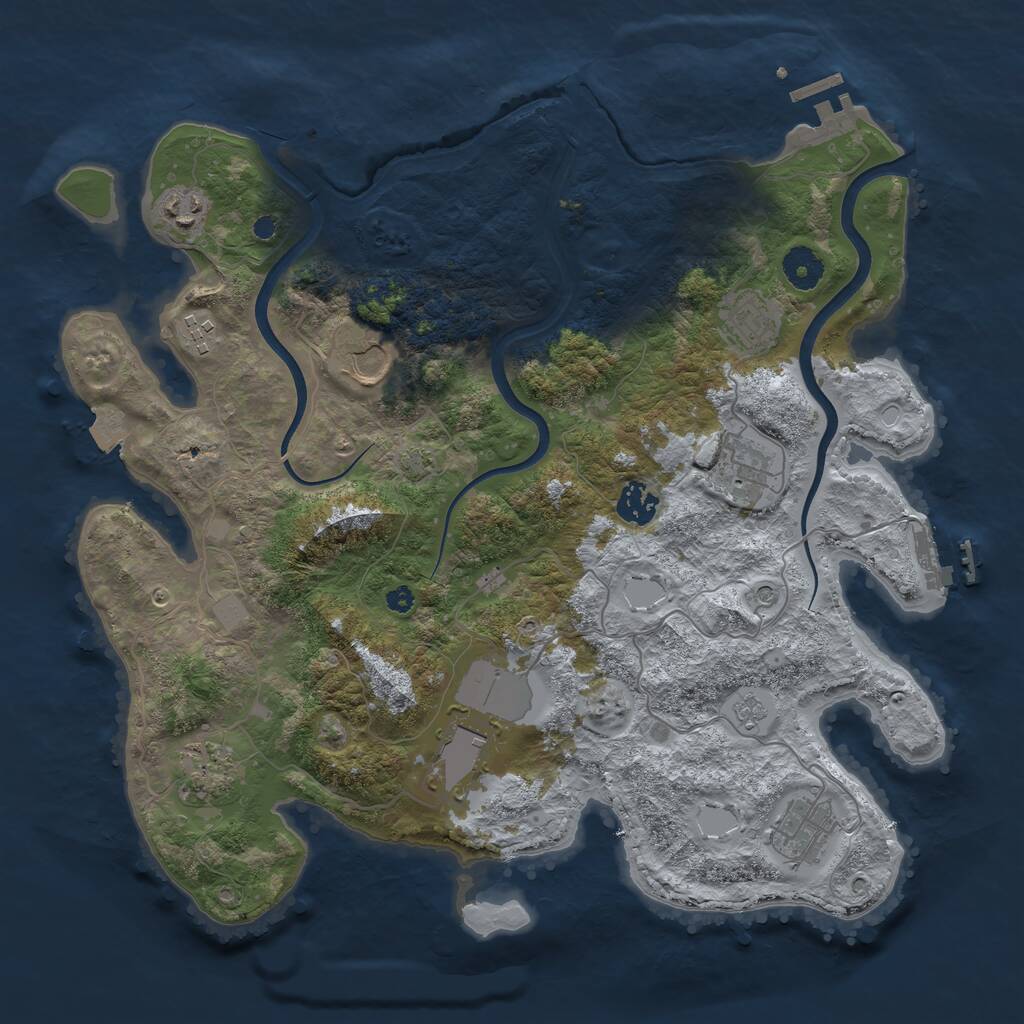 Rust Map: Procedural Map, Size: 3750, Seed: 1389662348, 15 Monuments