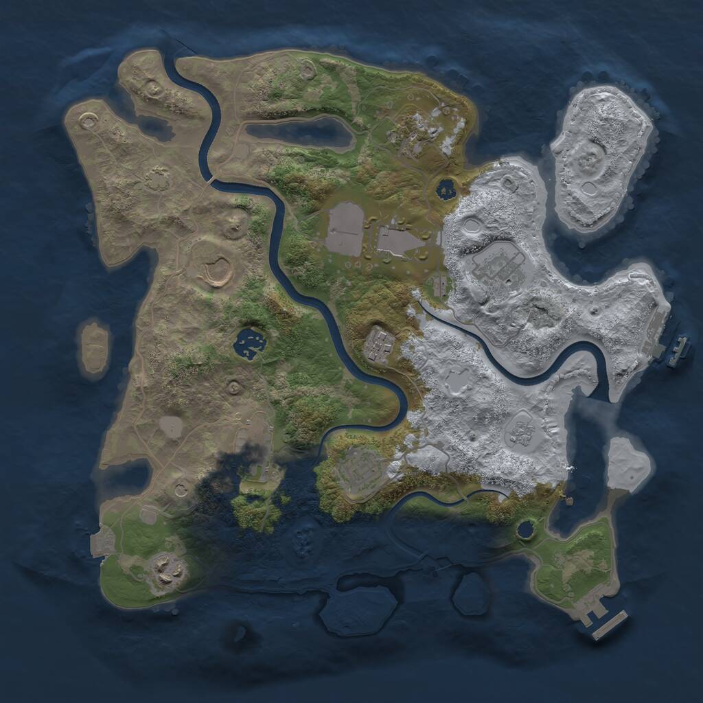 Rust Map: Procedural Map, Size: 3500, Seed: 351588059, 15 Monuments
