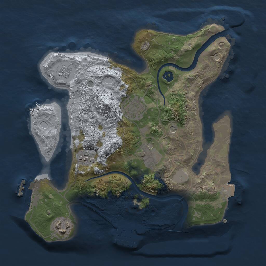 Rust Map: Procedural Map, Size: 2500, Seed: 421295972, 9 Monuments