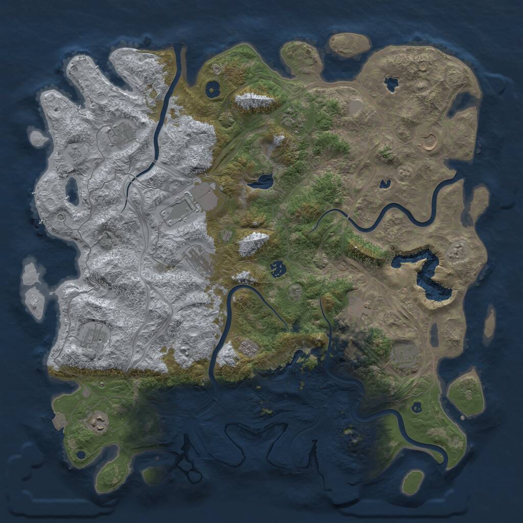 Rust Map: Procedural Map, Size: 4800, Seed: 1870268643, 16 Monuments