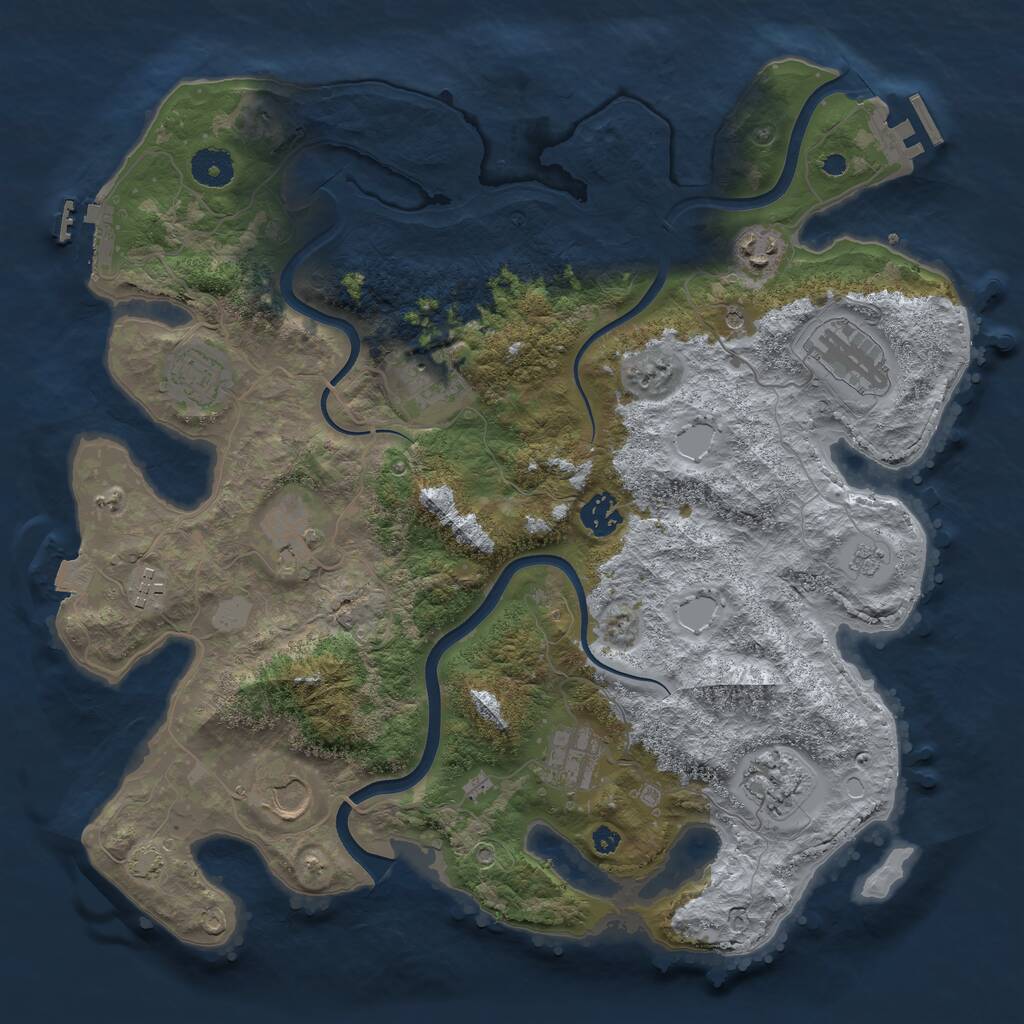 Rust Map: Procedural Map, Size: 3750, Seed: 1408381473, 16 Monuments