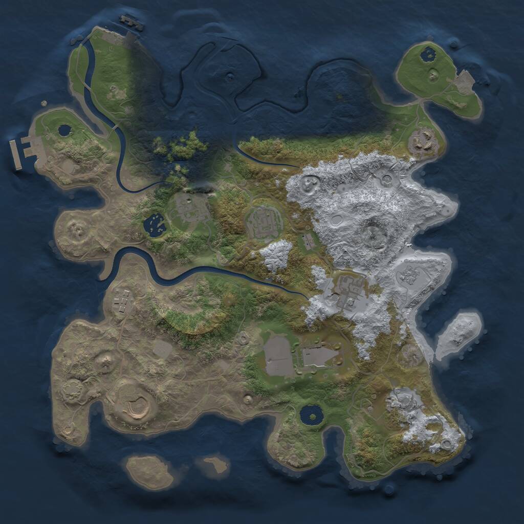 Rust Map: Procedural Map, Size: 3500, Seed: 725525295, 15 Monuments