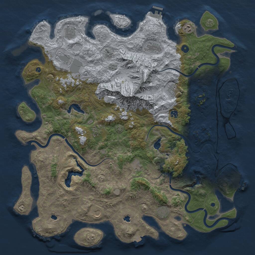 Rust Map: Procedural Map, Size: 5000, Seed: 288799522, 17 Monuments