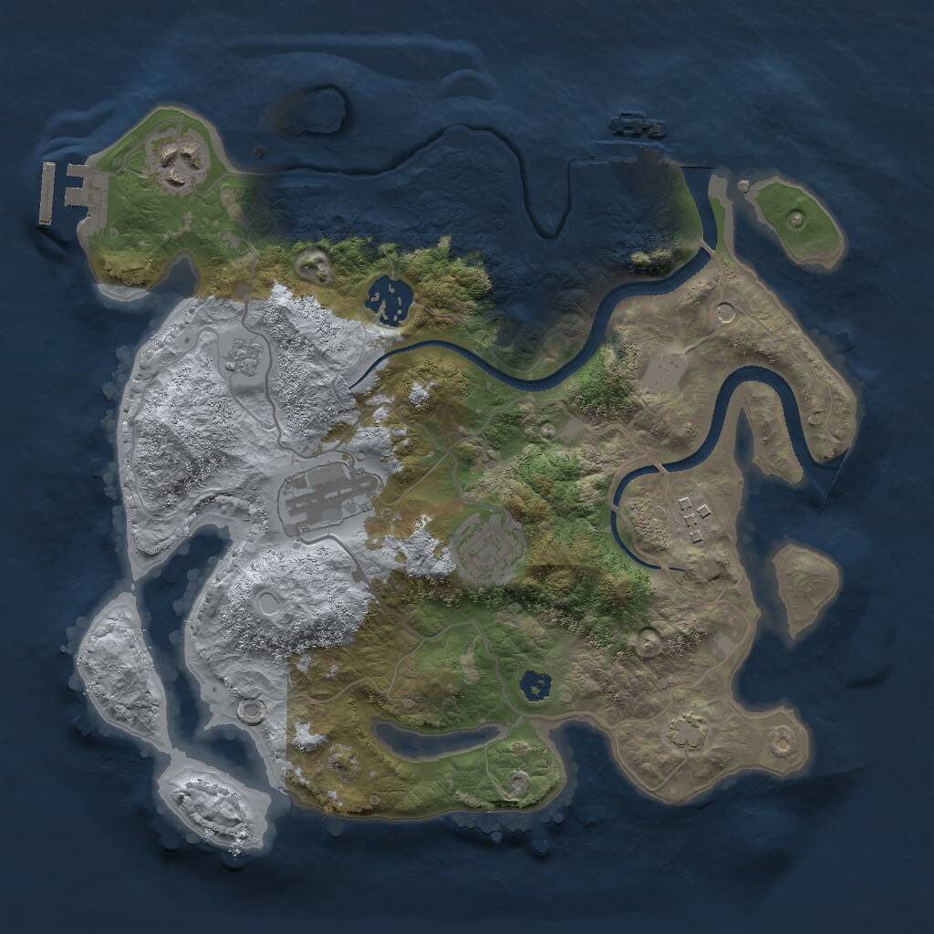 Rust Map: Procedural Map, Size: 3000, Seed: 1570334427, 11 Monuments