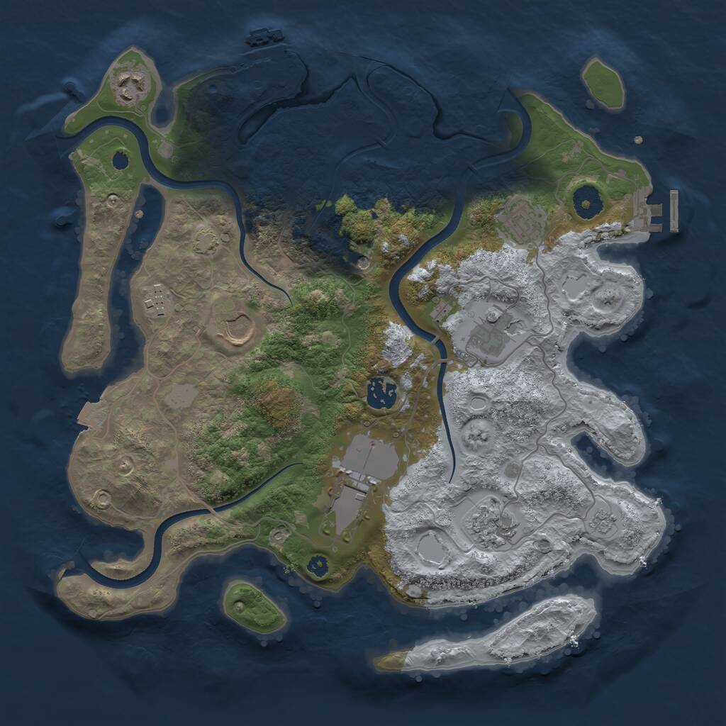 Rust Map: Procedural Map, Size: 3500, Seed: 65465, 14 Monuments