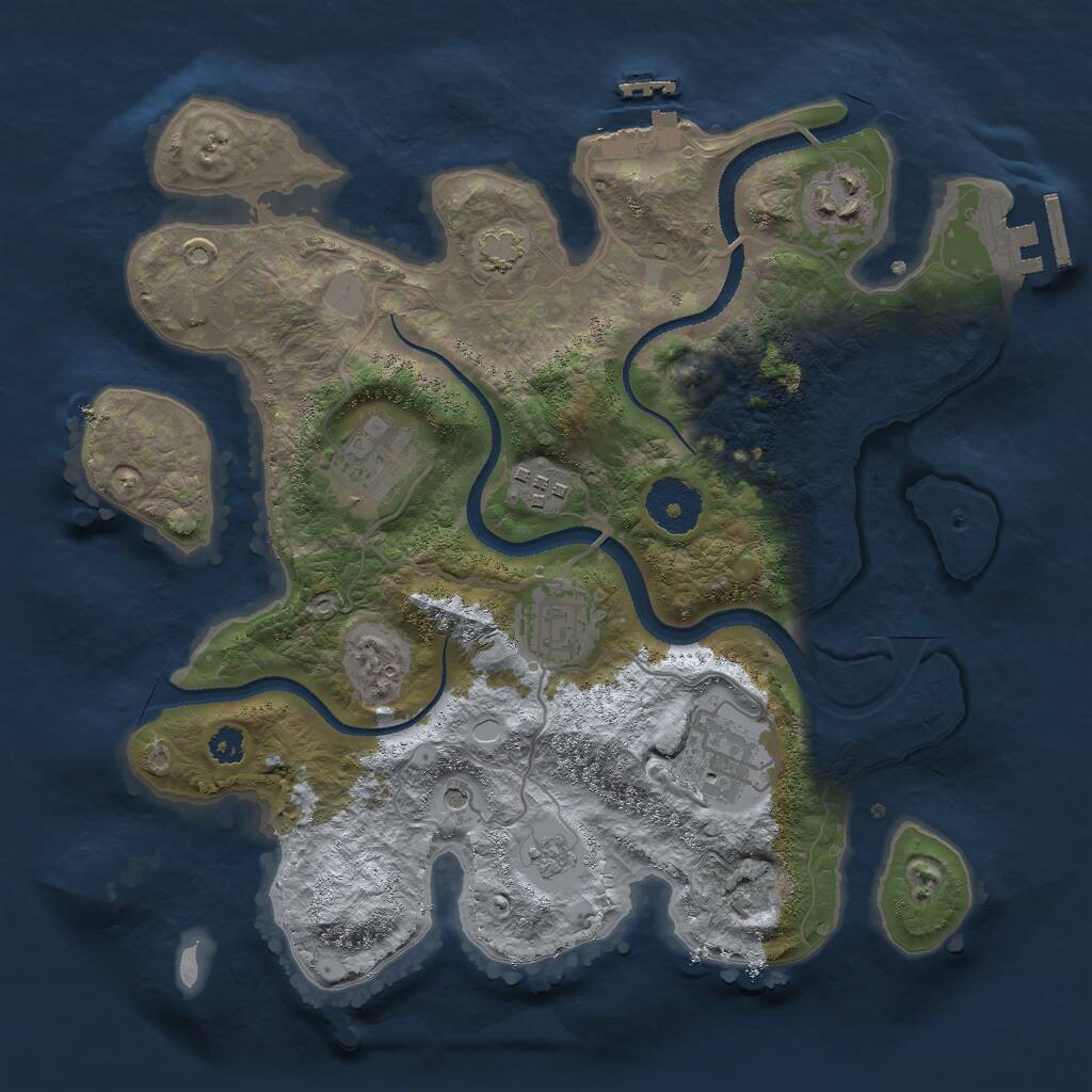 Rust Map: Procedural Map, Size: 3000, Seed: 741, 11 Monuments