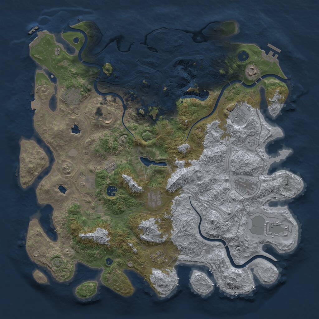 Rust Map: Procedural Map, Size: 4500, Seed: 828475027, 17 Monuments