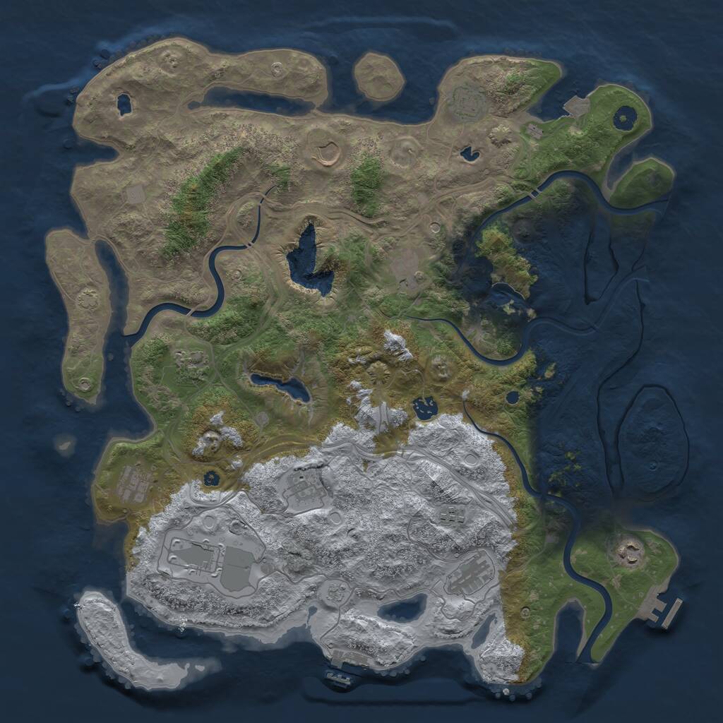 Rust Map: Procedural Map, Size: 4500, Seed: 697940250, 17 Monuments