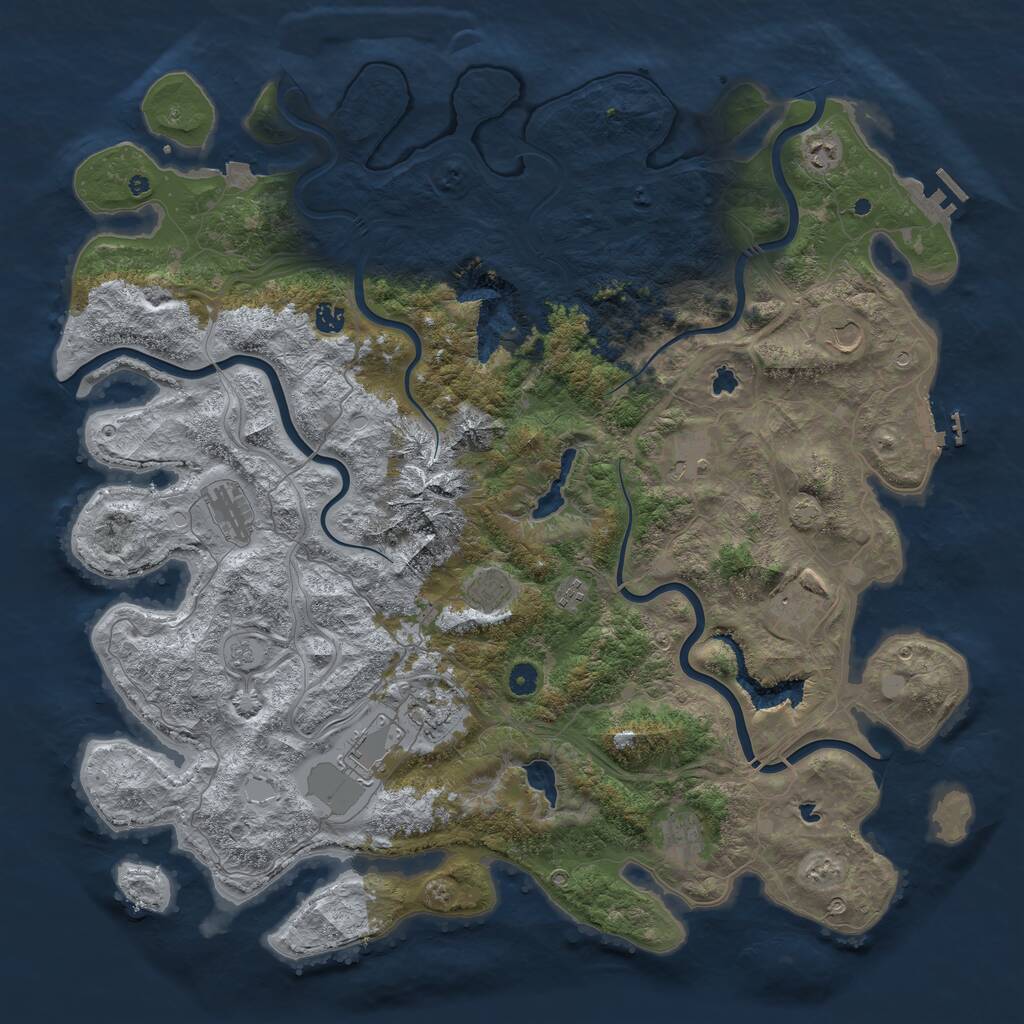 Rust Map: Procedural Map, Size: 5000, Seed: 316569409, 17 Monuments