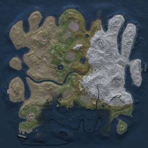 Thumbnail Rust Map: Procedural Map, Size: 3750, Seed: 3366, 17 Monuments