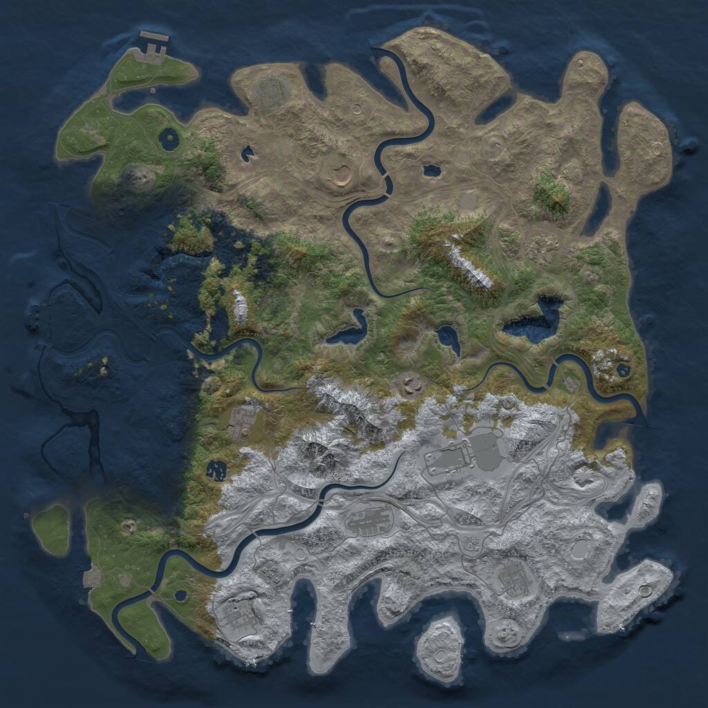 Rust Map: Procedural Map, Size: 5000, Seed: 962433396, 17 Monuments