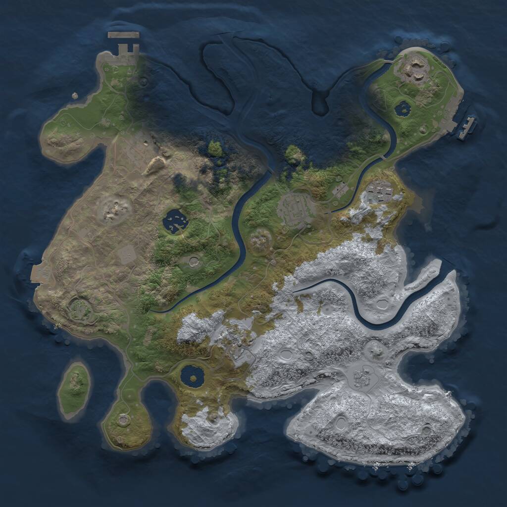 Rust Map: Procedural Map, Size: 3250, Seed: 465677975, 12 Monuments