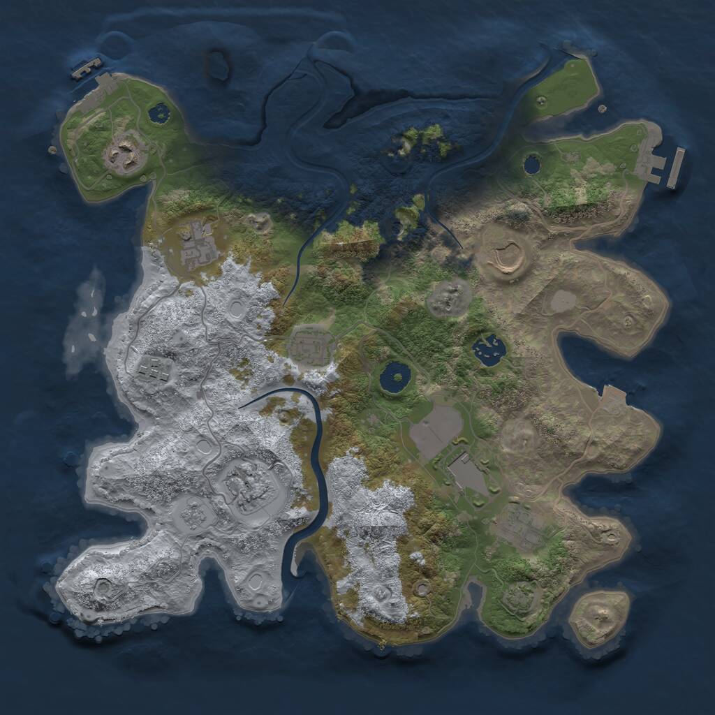 Rust Map: Procedural Map, Size: 3500, Seed: 964169145, 15 Monuments