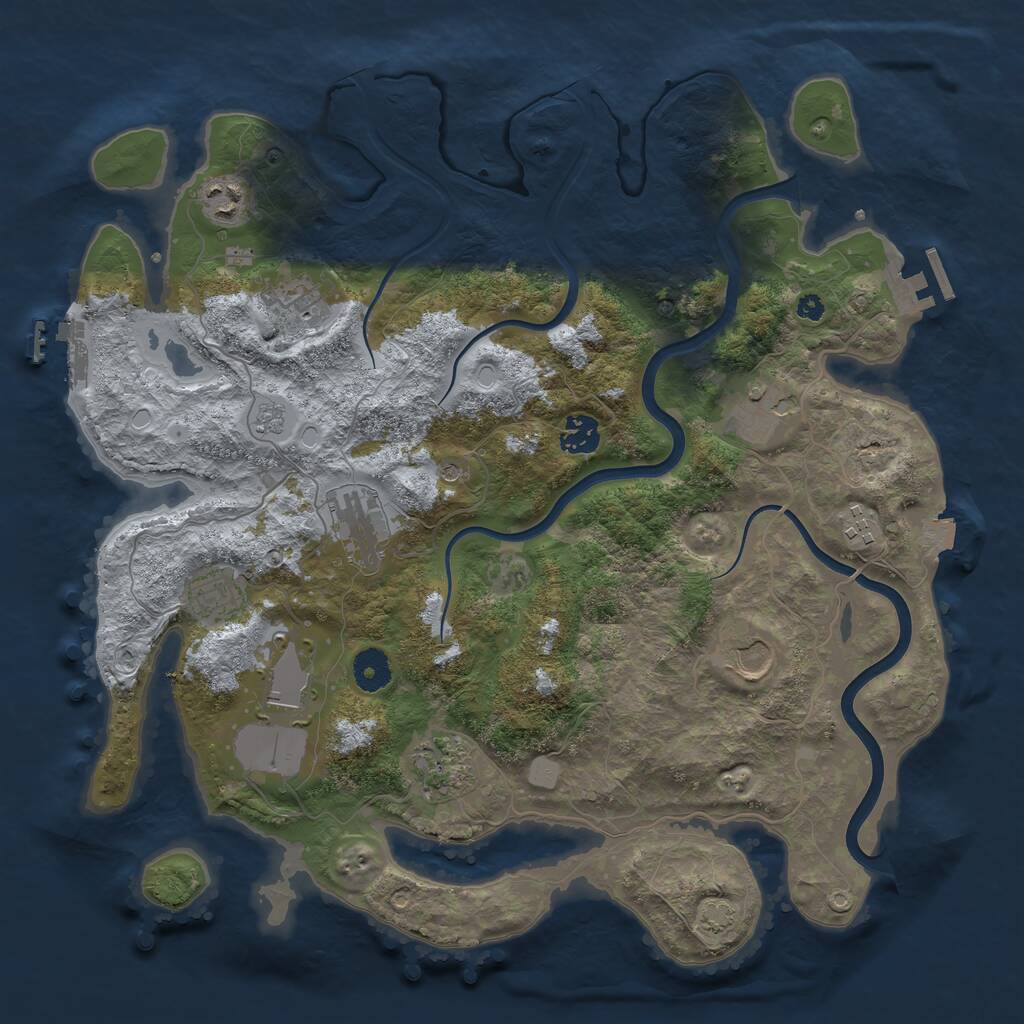 Rust Map: Procedural Map, Size: 3800, Seed: 2091014049, 16 Monuments
