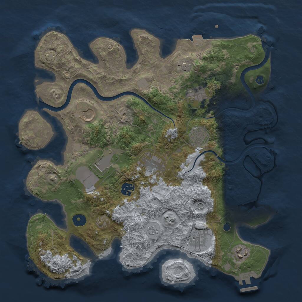 Rust Map: Procedural Map, Size: 3500, Seed: 170749080, 14 Monuments