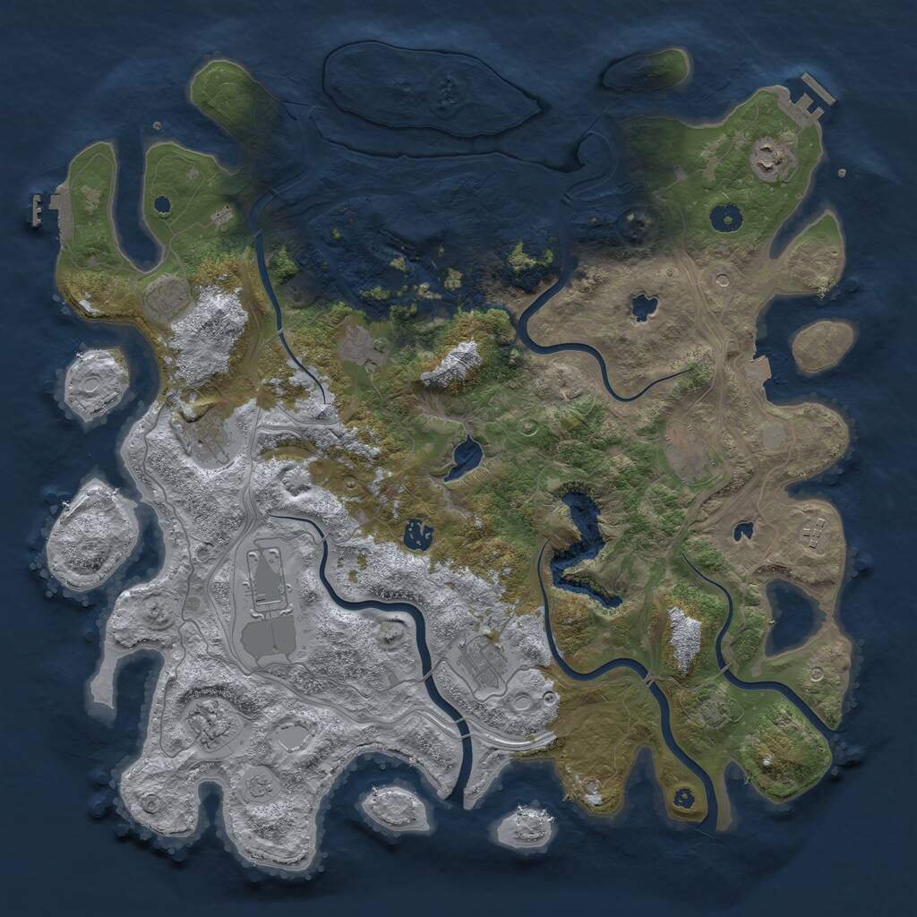 Rust Map: Procedural Map, Size: 4500, Seed: 27522337, 16 Monuments