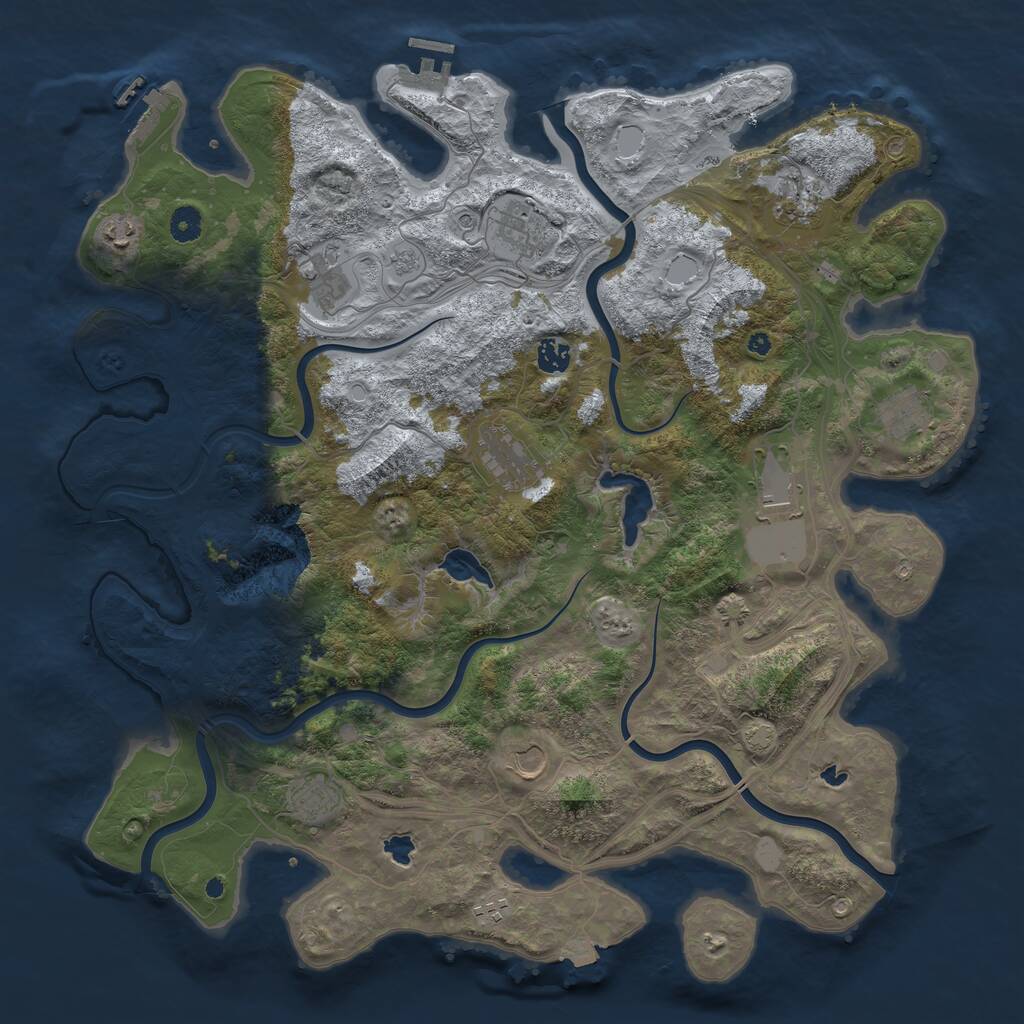 Rust Map: Procedural Map, Size: 4500, Seed: 1557146618, 17 Monuments