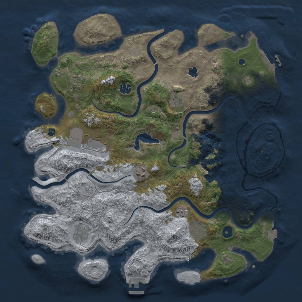 Rust Map: Procedural Map, Size: 4000, Seed: 1119269994, 14 Monuments