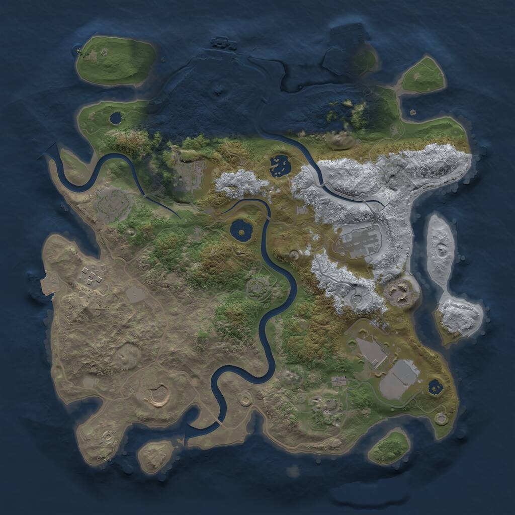 Rust Map: Procedural Map, Size: 3500, Seed: 204902285, 14 Monuments