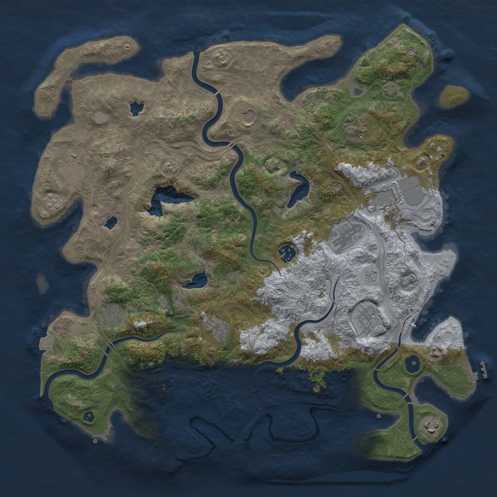 Rust Map: Procedural Map, Size: 4500, Seed: 1963692568, 17 Monuments