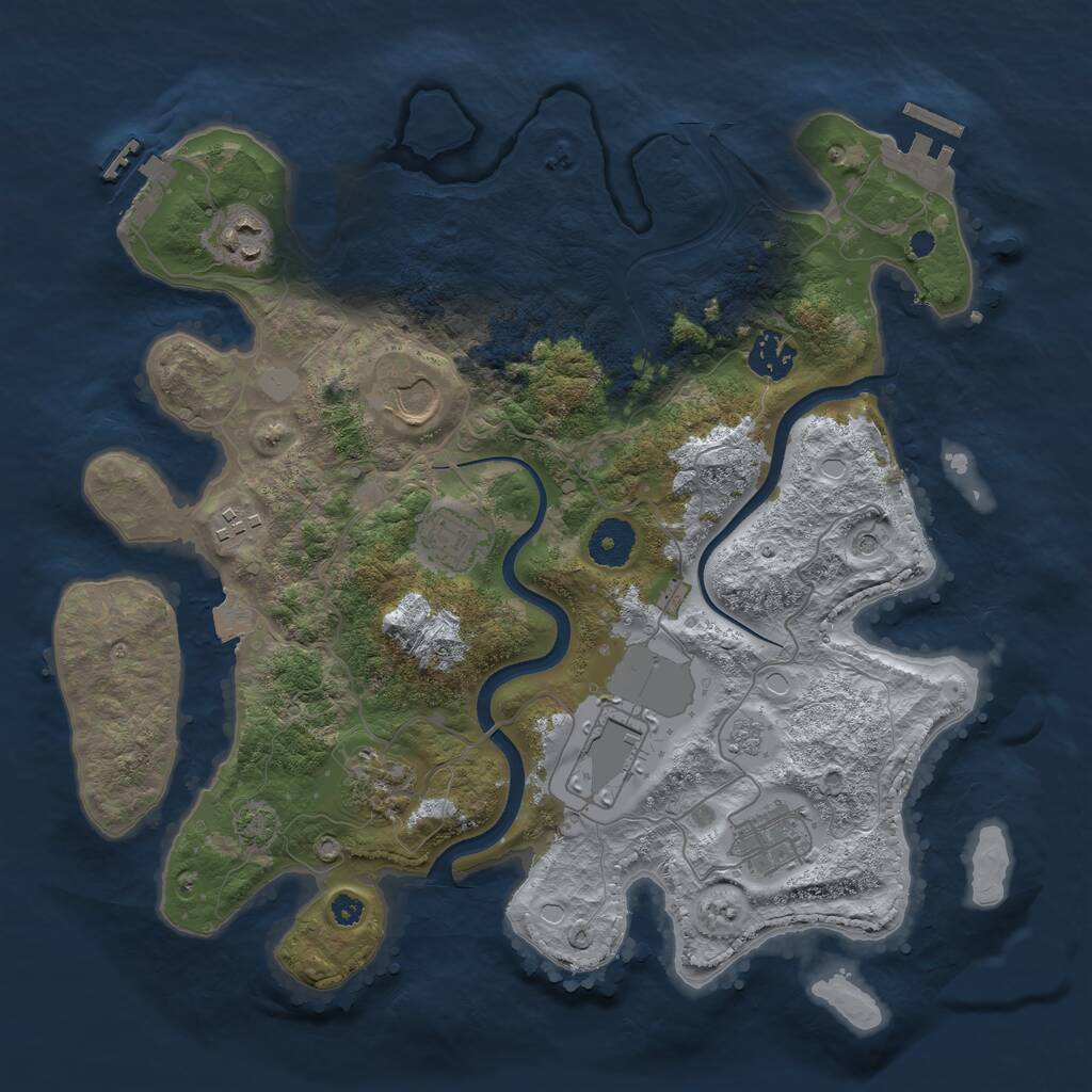 Rust Map: Procedural Map, Size: 3500, Seed: 76665418, 14 Monuments