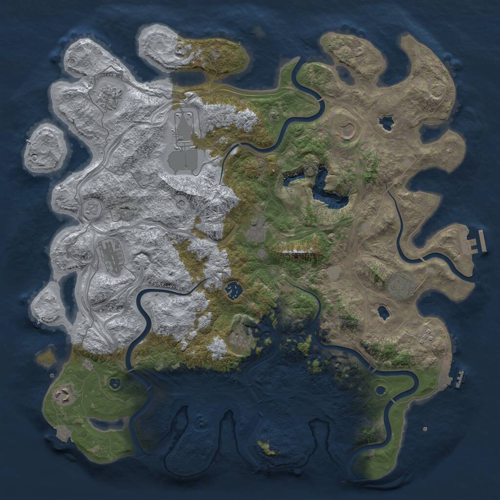 Rust Map: Procedural Map, Size: 4500, Seed: 91675139, 16 Monuments