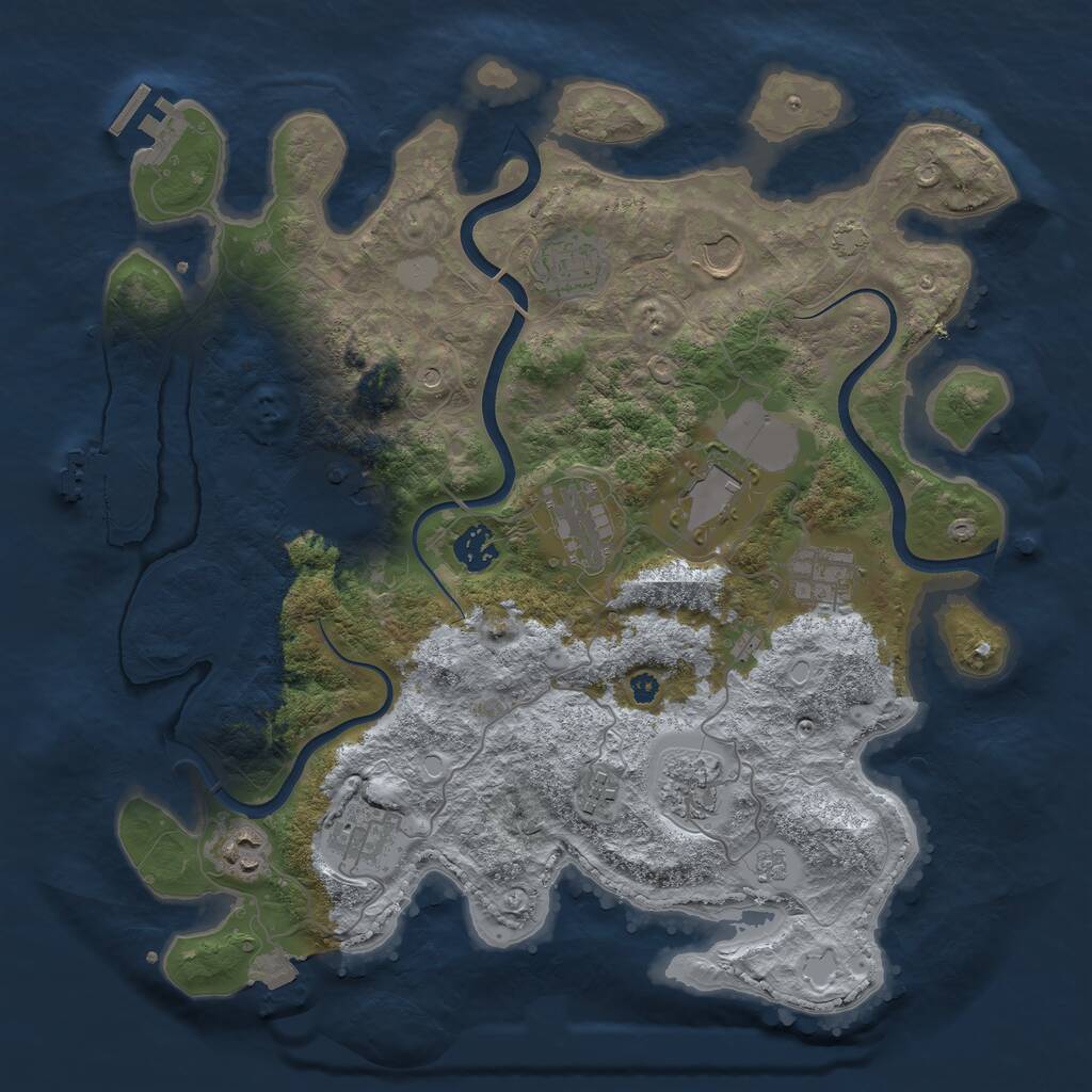 Rust Map: Procedural Map, Size: 3750, Seed: 2101988176, 17 Monuments
