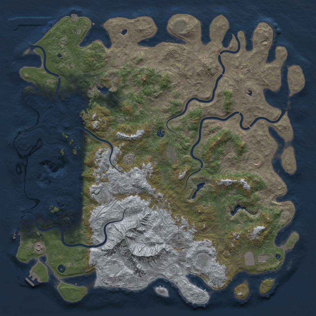 Rust Map: Procedural Map, Size: 6000, Seed: 5840, 17 Monuments