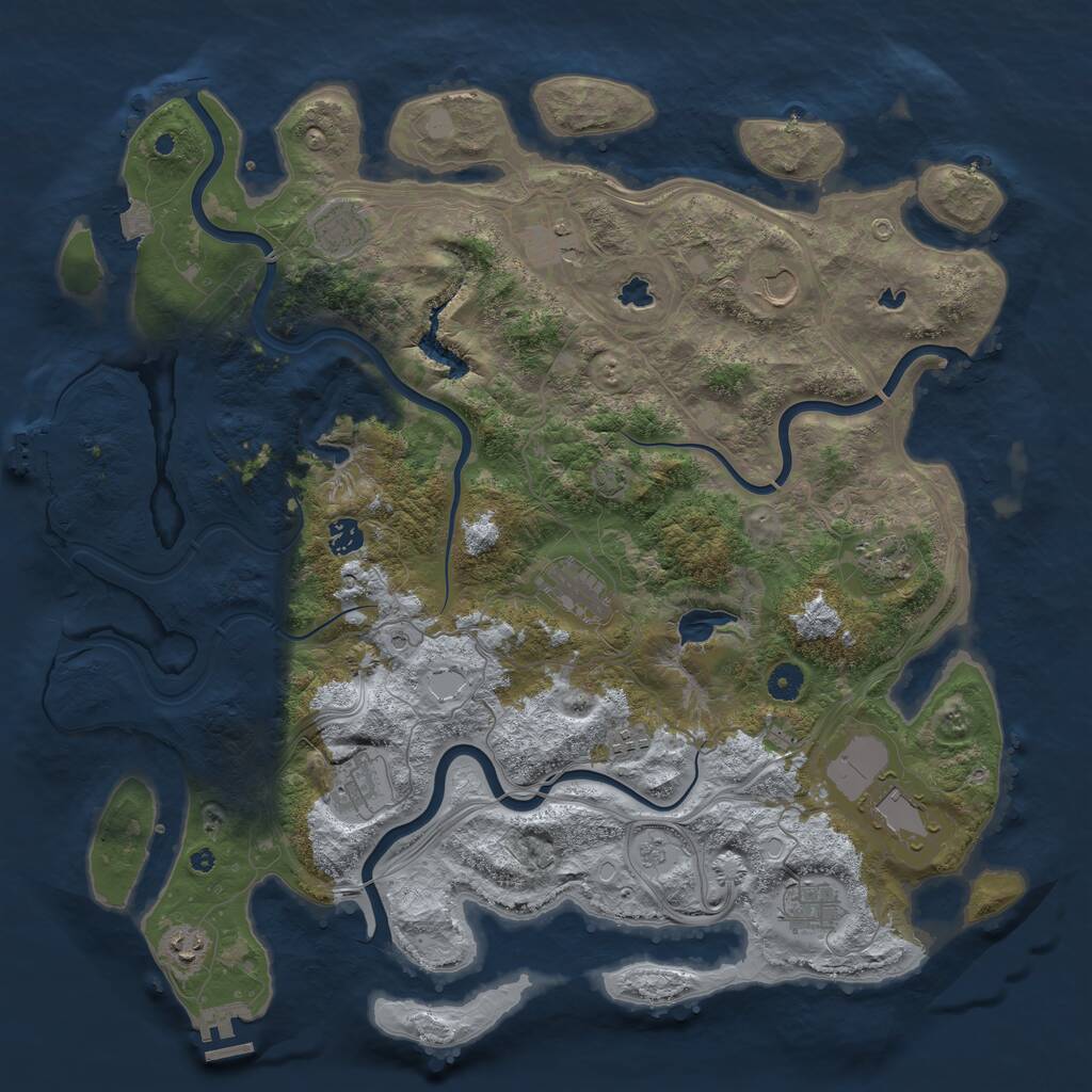 Rust Map: Procedural Map, Size: 4500, Seed: 517547043, 17 Monuments