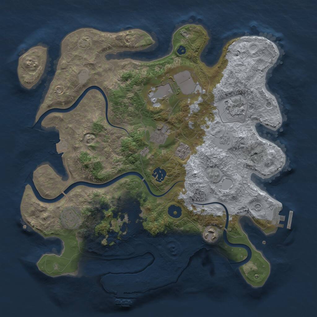 Rust Map: Procedural Map, Size: 3500, Seed: 242411, 14 Monuments