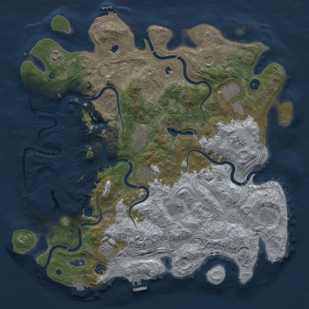 Rust Map: Procedural Map, Size: 4500, Seed: 1809335380, 17 Monuments