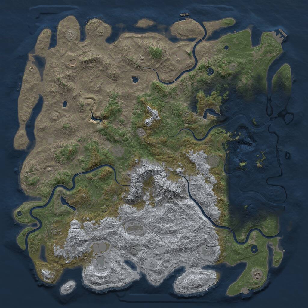 Rust Map: Procedural Map, Size: 6000, Seed: 863252794, 17 Monuments