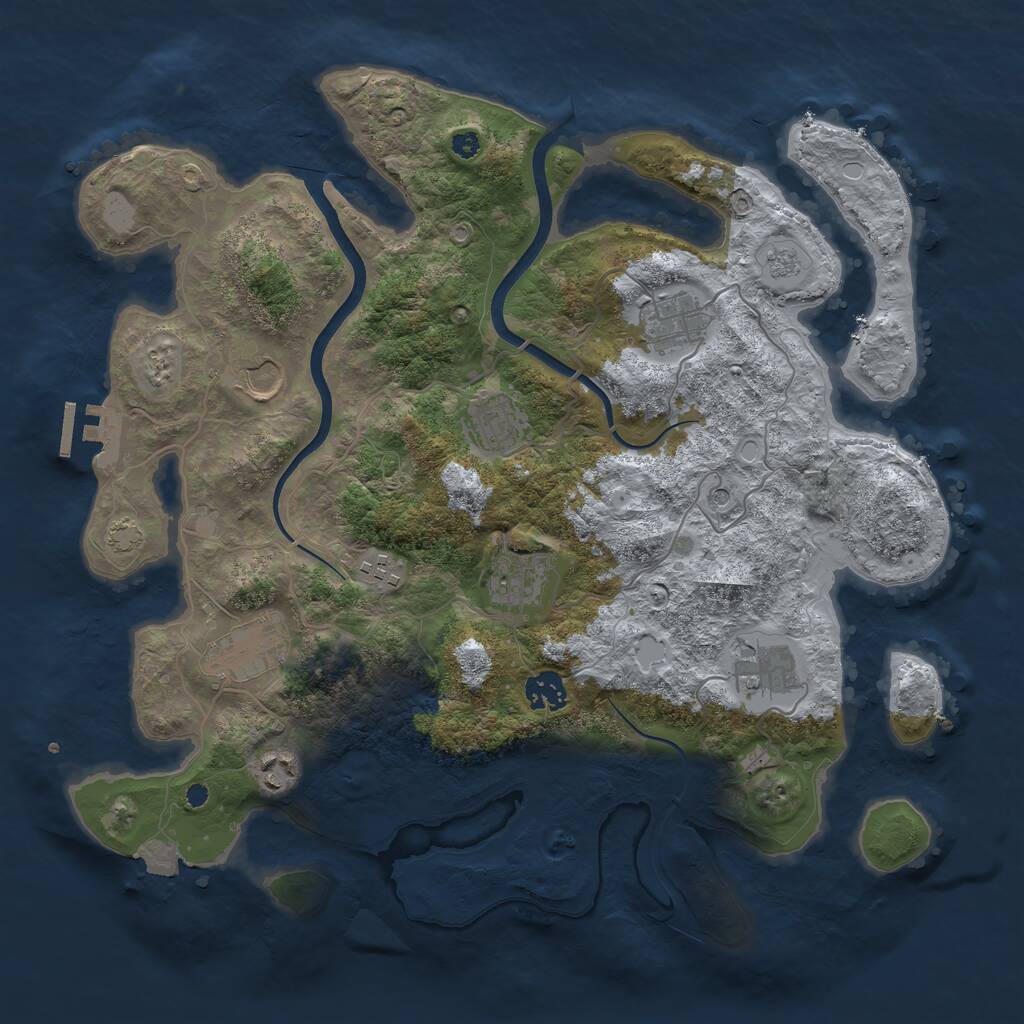 Rust Map: Procedural Map, Size: 3750, Seed: 933263415, 14 Monuments