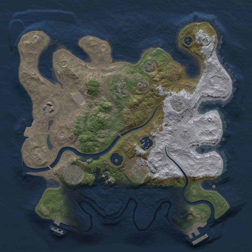 Rust Map: Procedural Map, Size: 3000, Seed: 14869, 12 Monuments