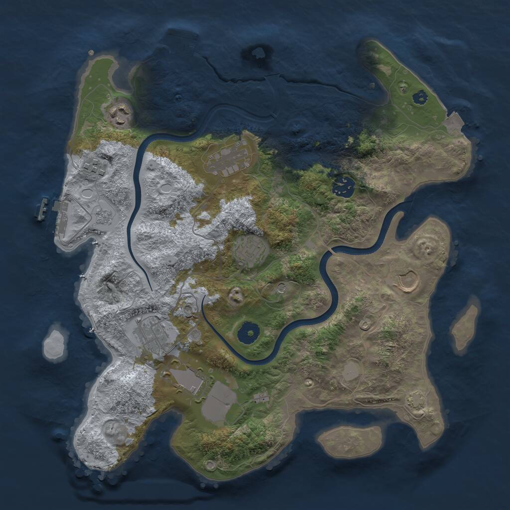 Rust Map: Procedural Map, Size: 3500, Seed: 1825995811, 14 Monuments