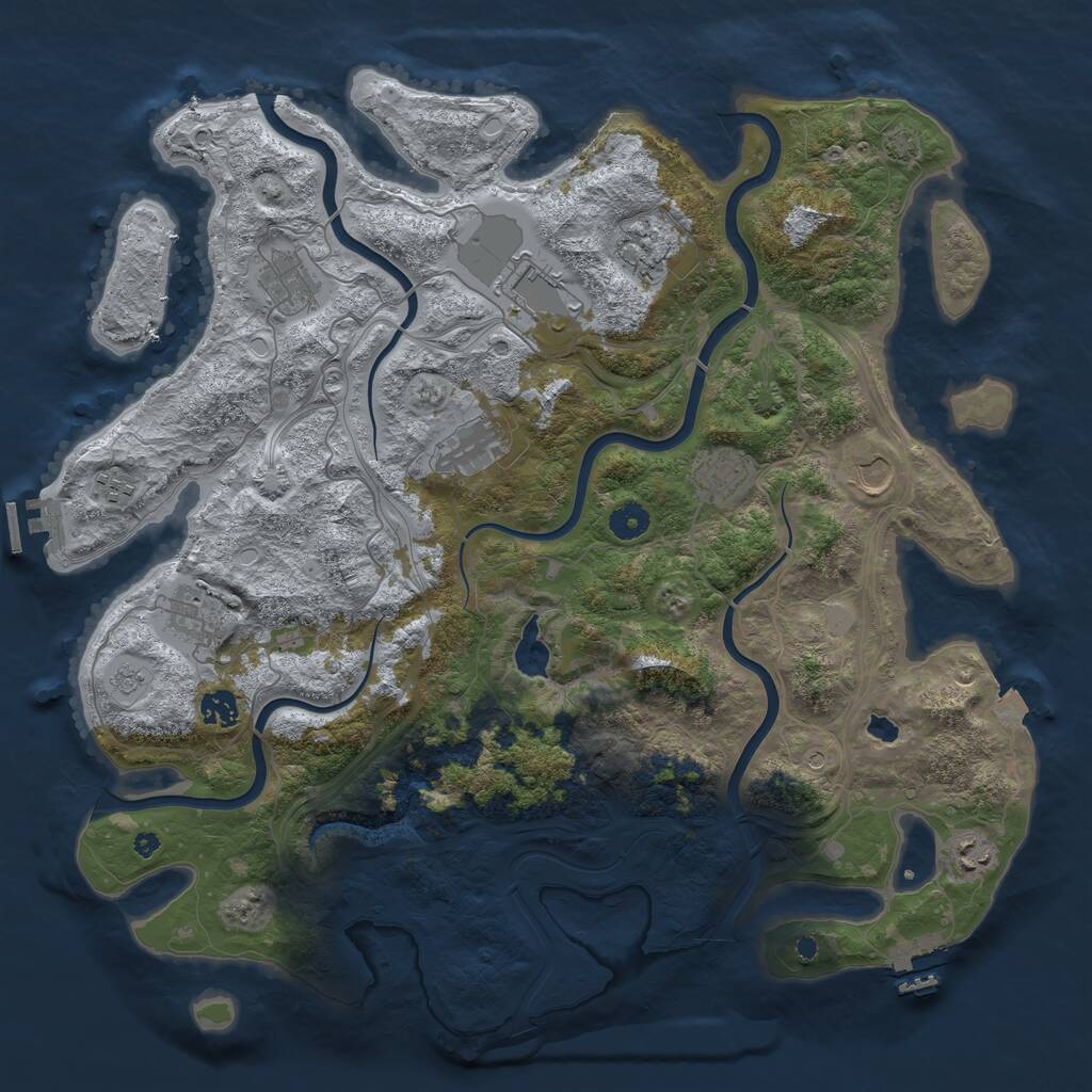 Rust Map: Procedural Map, Size: 4300, Seed: 857118087, 16 Monuments