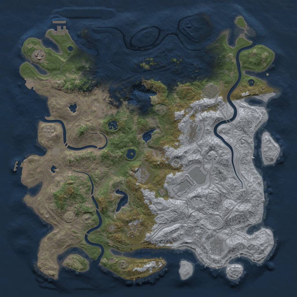 Rust Map: Procedural Map, Size: 4500, Seed: 258, 16 Monuments