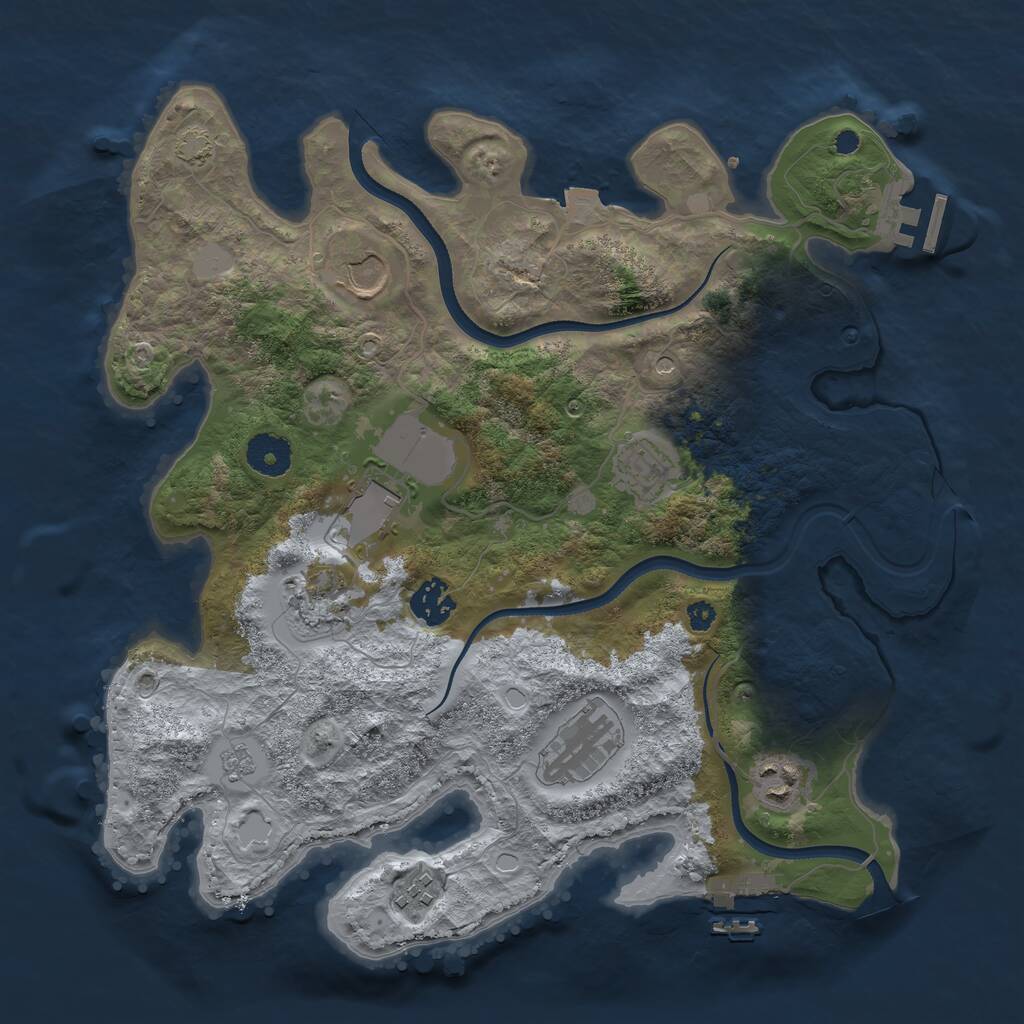 Rust Map: Procedural Map, Size: 3500, Seed: 9765, 14 Monuments