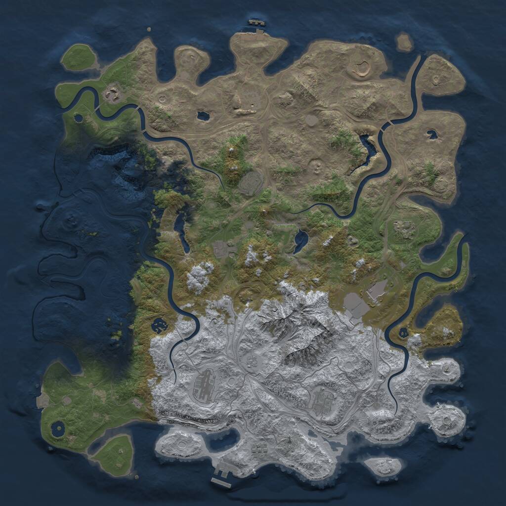 Rust Map: Procedural Map, Size: 5000, Seed: 888794, 17 Monuments