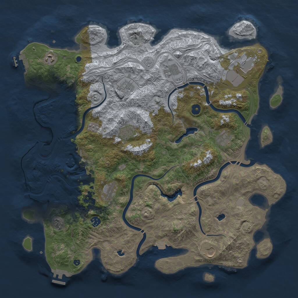 Rust Map: Procedural Map, Size: 4500, Seed: 1387307171, 16 Monuments