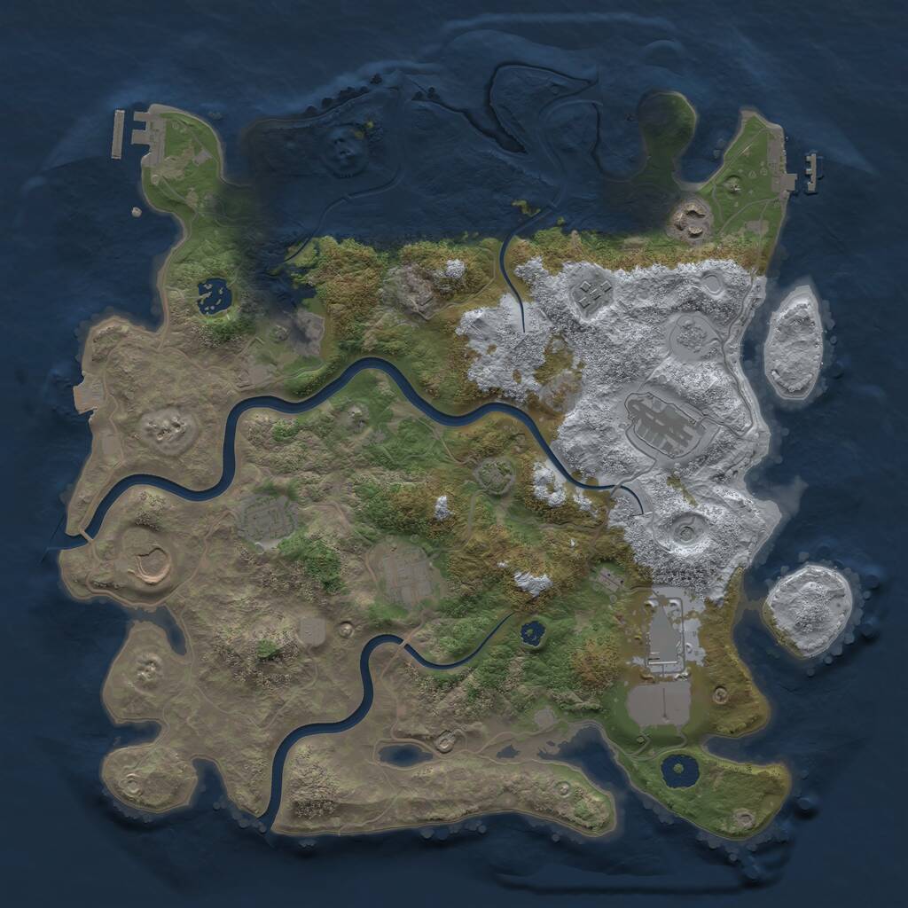 Rust Map: Procedural Map, Size: 3750, Seed: 1012564815, 15 Monuments